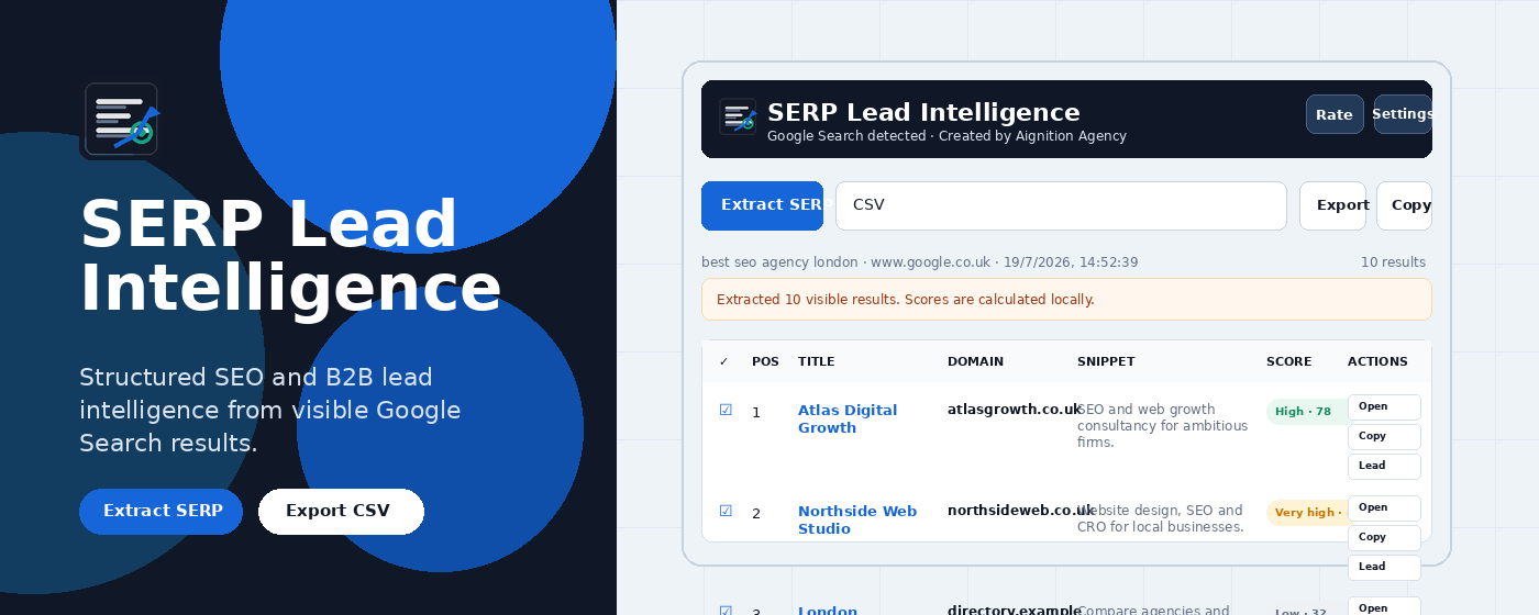 SERP Lead Intelligence preview
